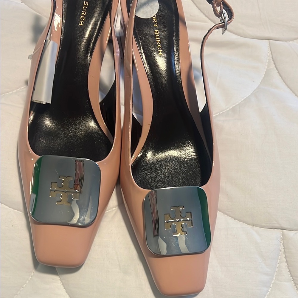 Tory Burch Blush Pink Heels with Silver Accent